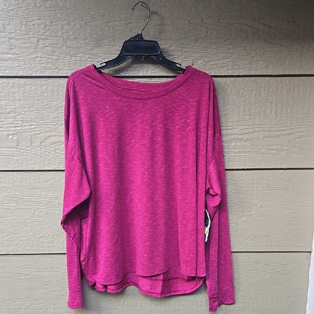 Tek Gear On The Go Active Tencel Long Sleeve Tee Pink Nwt New 2X
